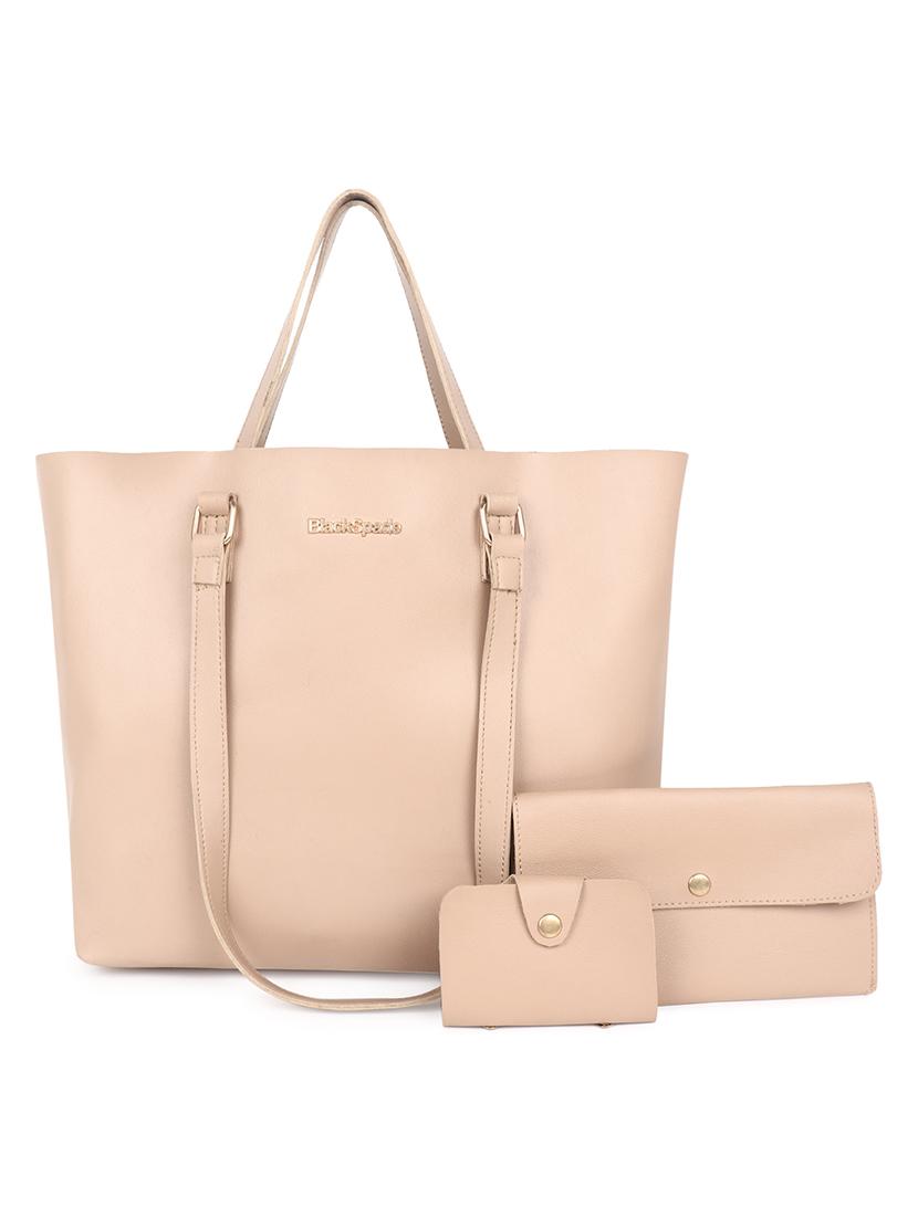 beige leatherette (pu) structured tote - 18512766 -  Zoom Image - 0