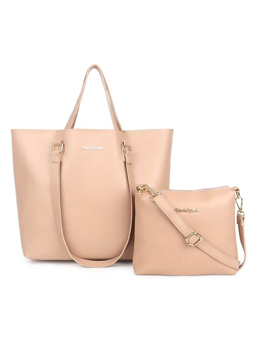 beige leatherette (pu) structured tote