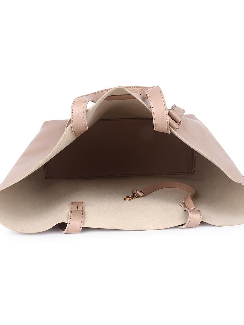 beige leatherette (pu) structured tote - 18512772 - Standard Image - 2