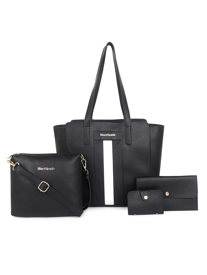 black leatherette (pu) structured tote