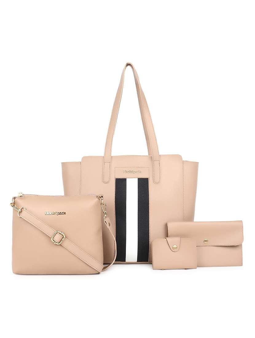 beige leatherette (pu) structured tote