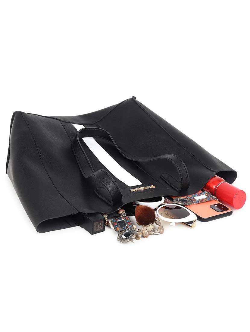 black leatherette (pu) structured tote - 18512783 - Standard Image - 2