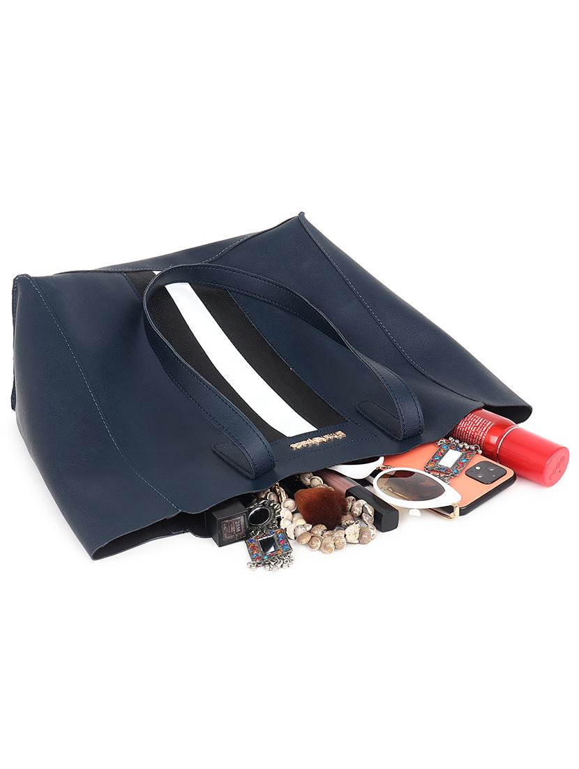 blue leatherette (pu) structured tote - 18512785 - Standard Image - 2