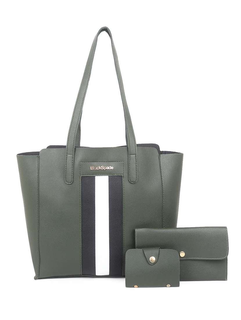 green leatherette (pu) structured tote