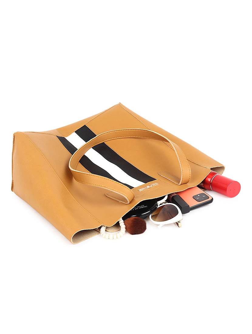 tan leatherette (pu) structured tote - 18512788 - Standard Image - 2