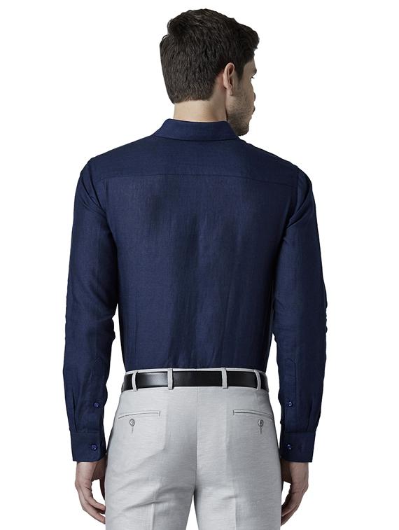 navy blue solid formal shirt - 18513527 - Standard Image - 2