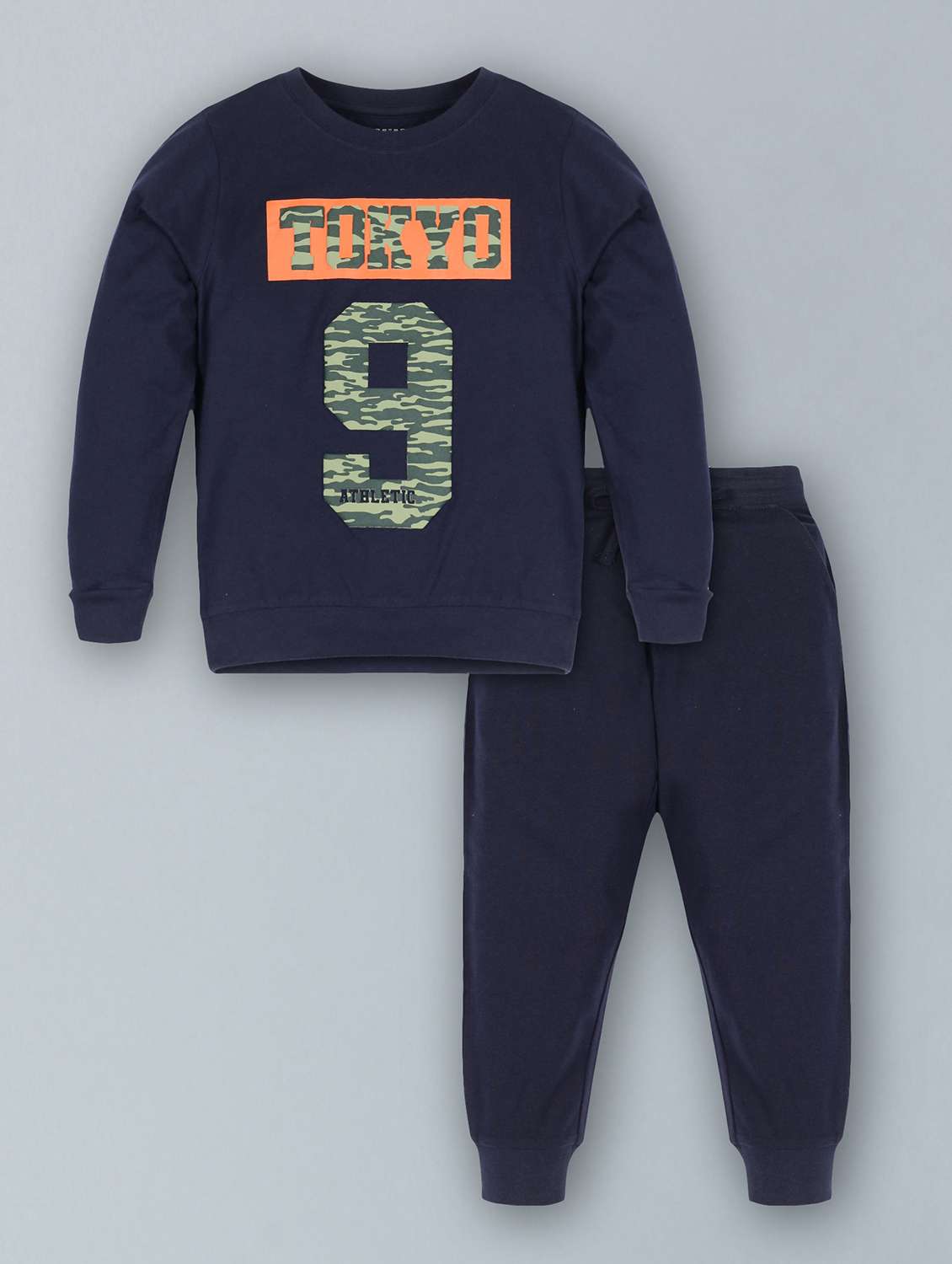 girls graphic printed full length set