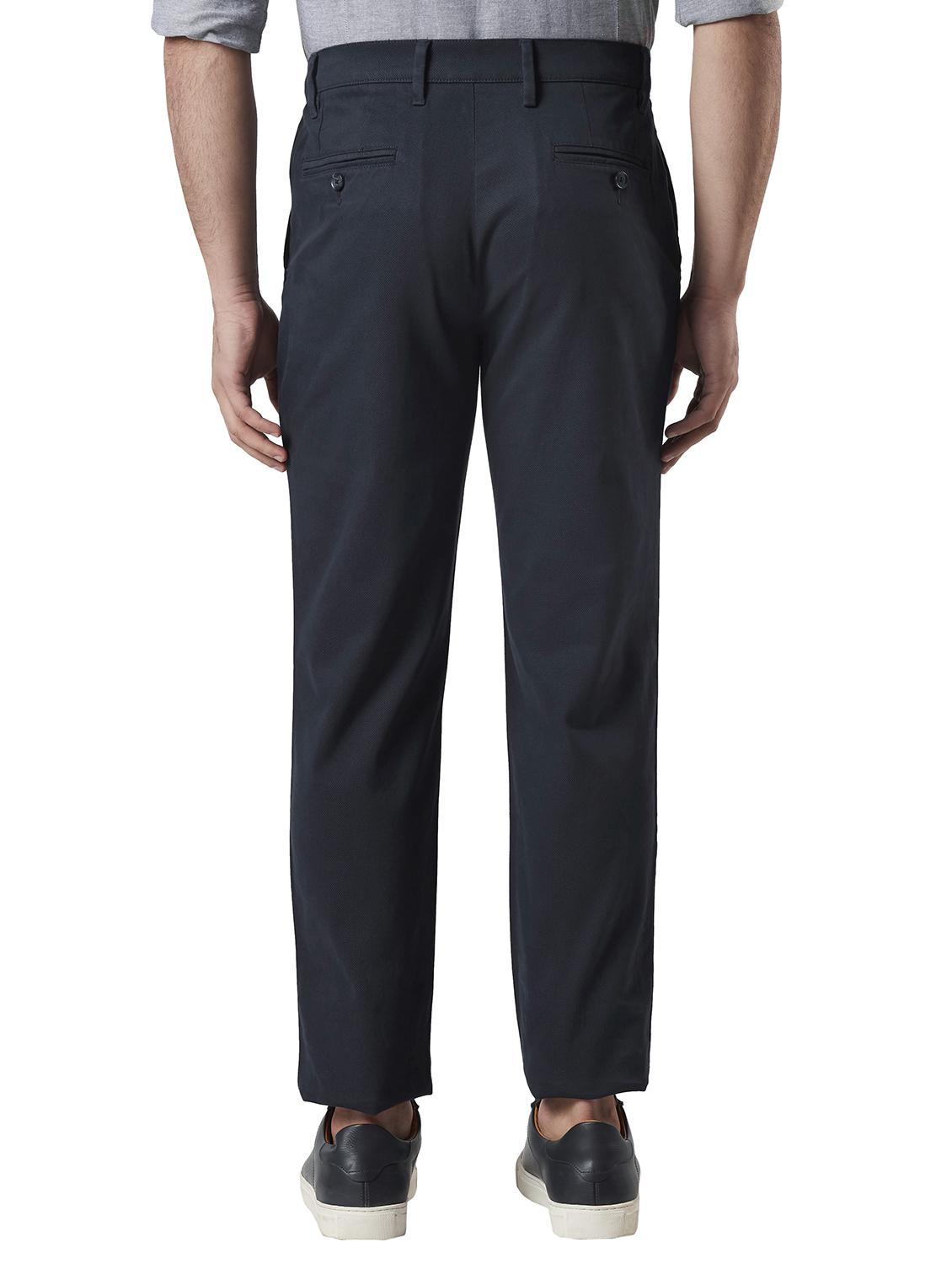 navy blue solid casual trouser - 18513696 - Standard Image - 2