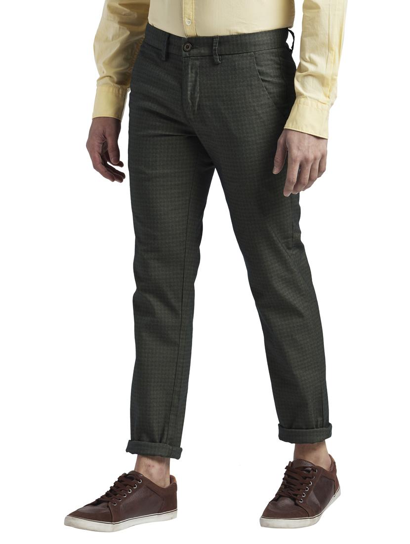 charcoal grey solid flat front casual trouser - 18513699 - Standard Image - 2