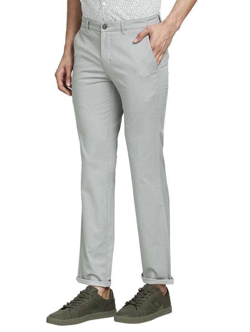grey textured flat front casual trouser - 18513768 - Standard Image - 2