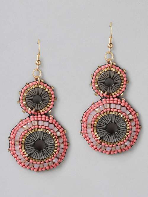 pink metal drop earring - 18513823 - Standard Image - 0