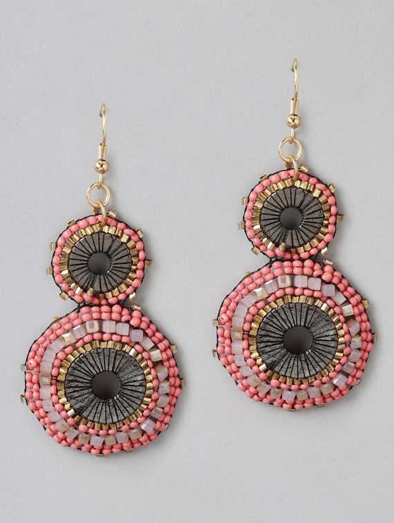 pink metal drop earring - 18513823 - Zoom Image - 0