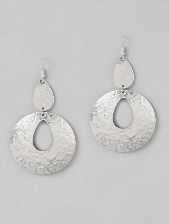 silver metal drop earring
