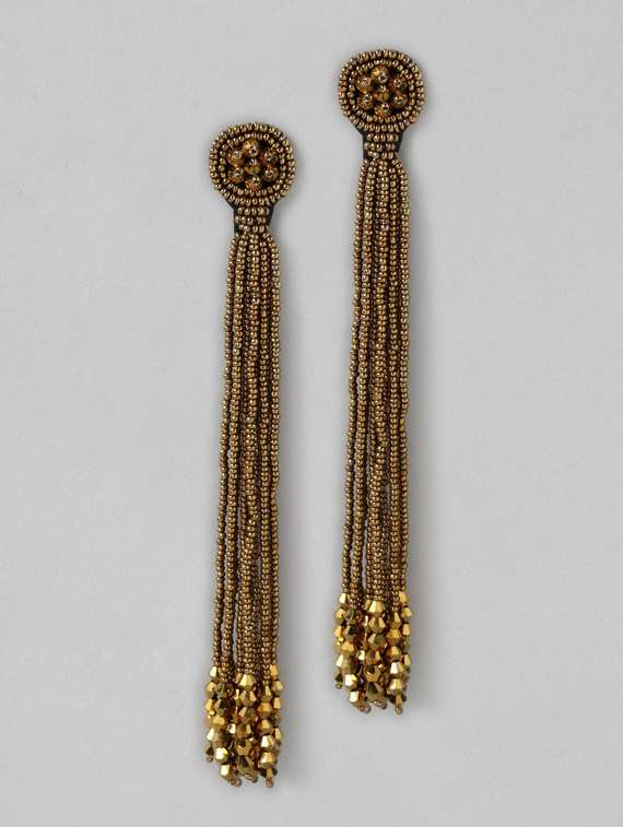 gold metal drop earring - 18513834 -  Zoom Image - 0