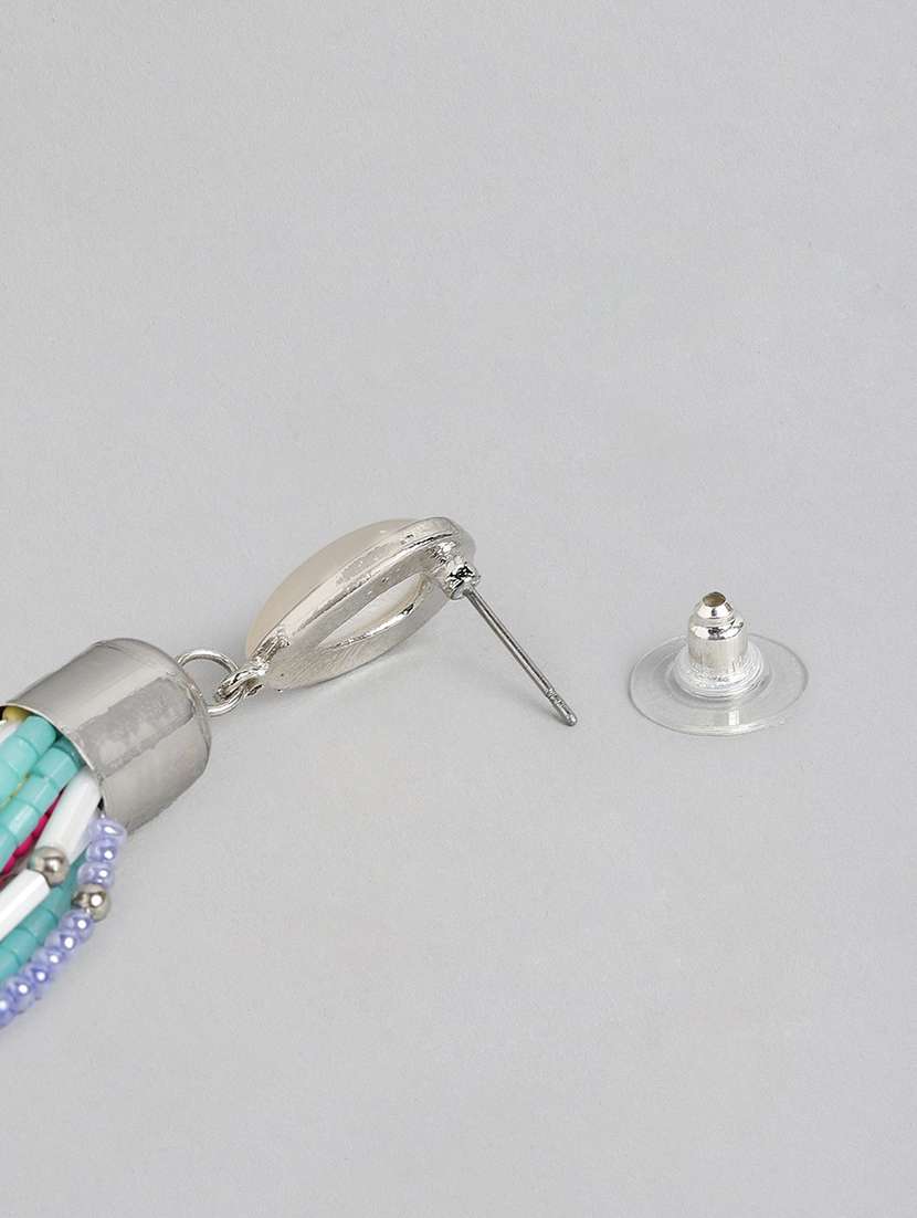 Blue Metal Drop Earrings