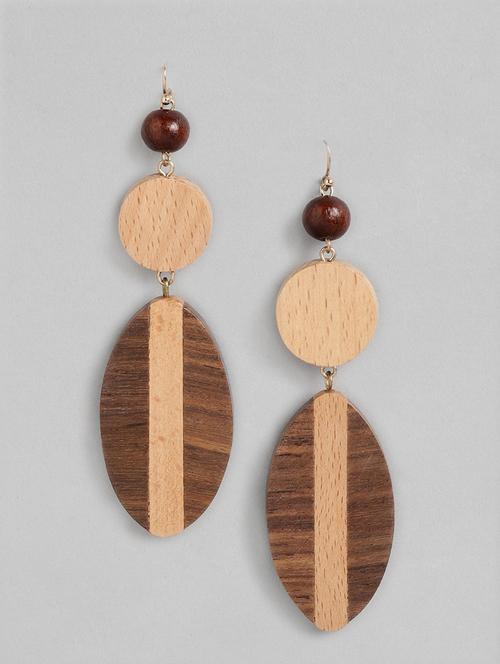 brown metal drop earrings - 18513842 - Standard Image - 0