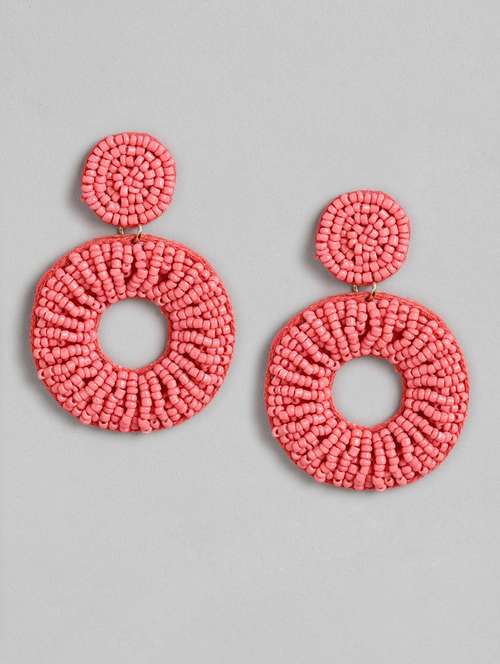coral circular drop earrings - 18513845 -  Standard Image - 0