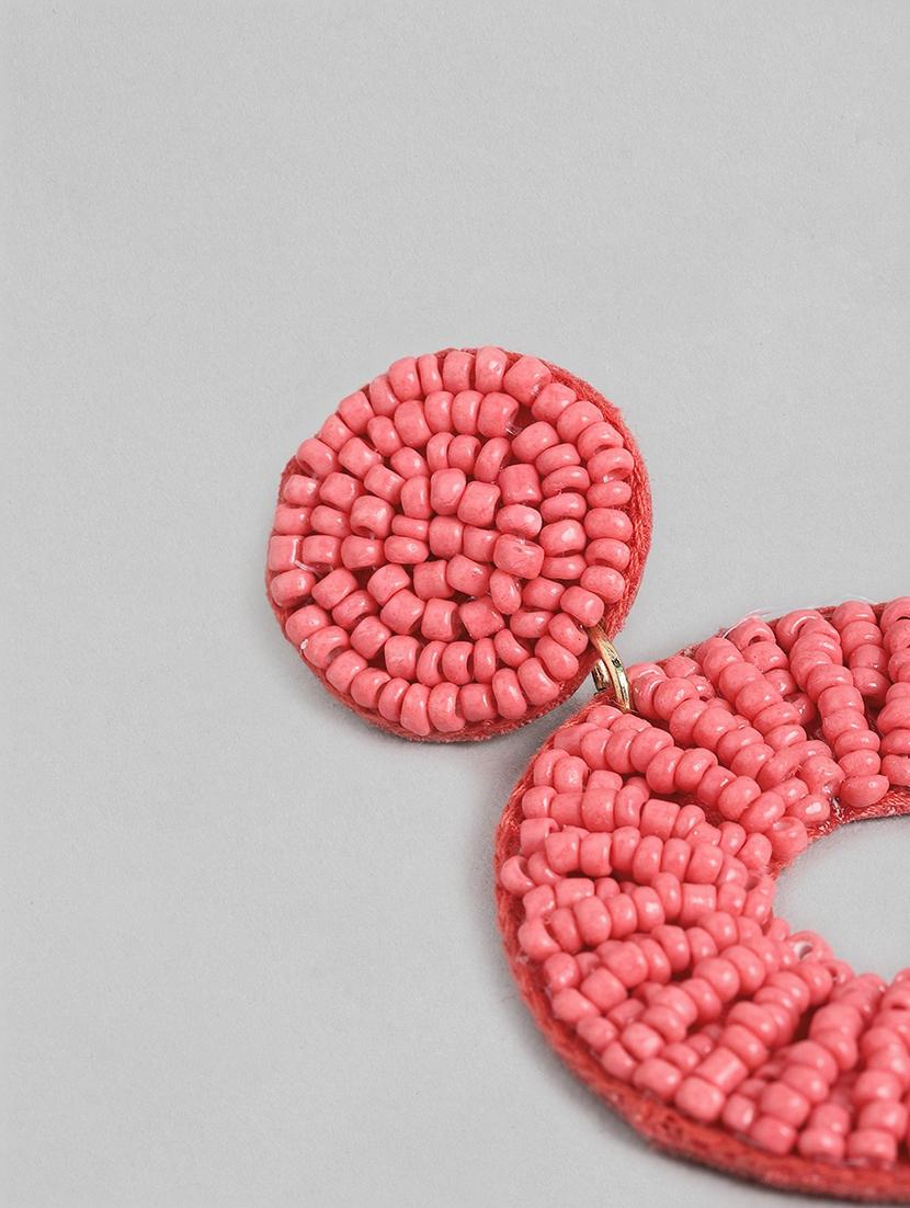 coral circular drop earrings - 18513845 - Standard Image - 2