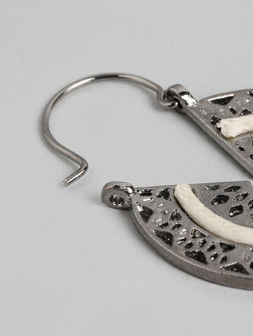 silver metal drop earrings - 18513847 - Standard Image - 2