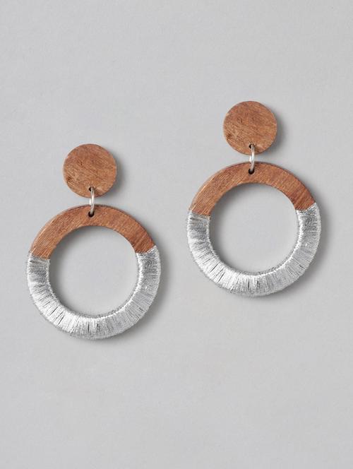 silver wood drop earring - 18513859 - Standard Image - 0