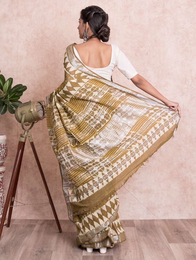 dabu printed saree  with blouse - 18514428 -  Standard Image - 2