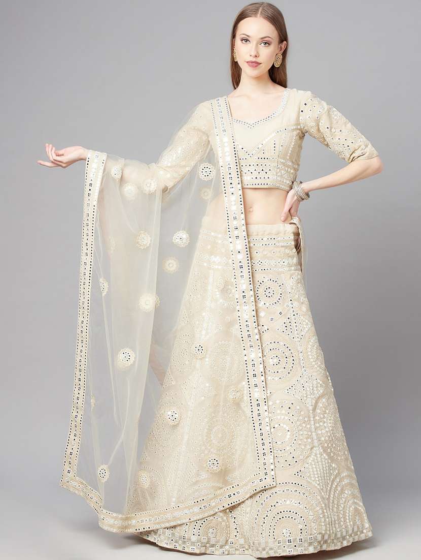 embroidered semi-stitched lehenga choli with dupptta