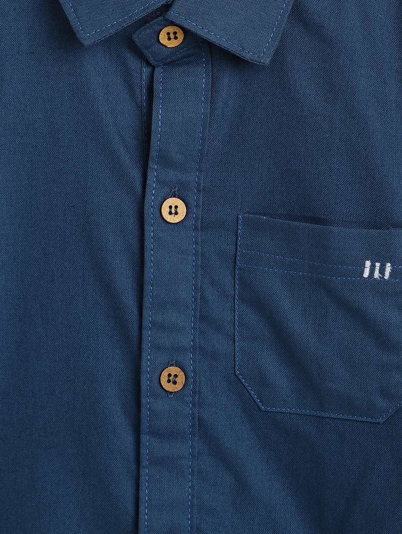solid blue cotton casual shirt - 18515417 -  Standard Image - 2
