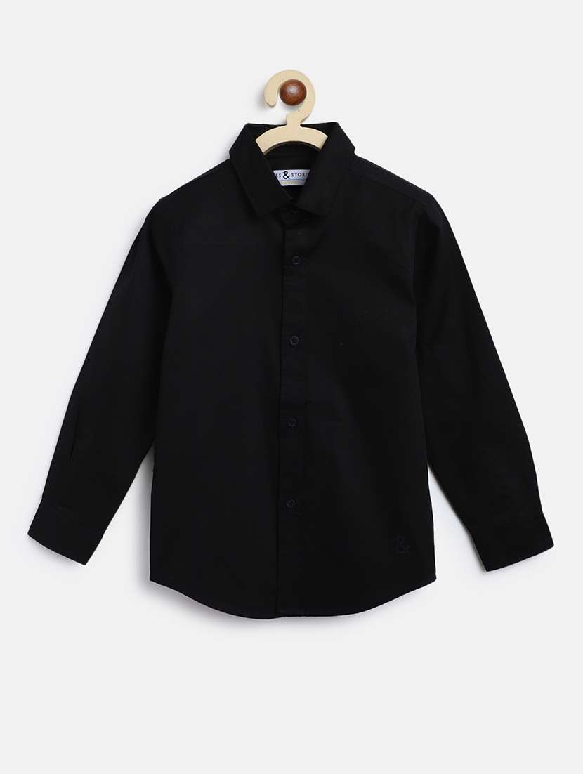 boys black solid shirt