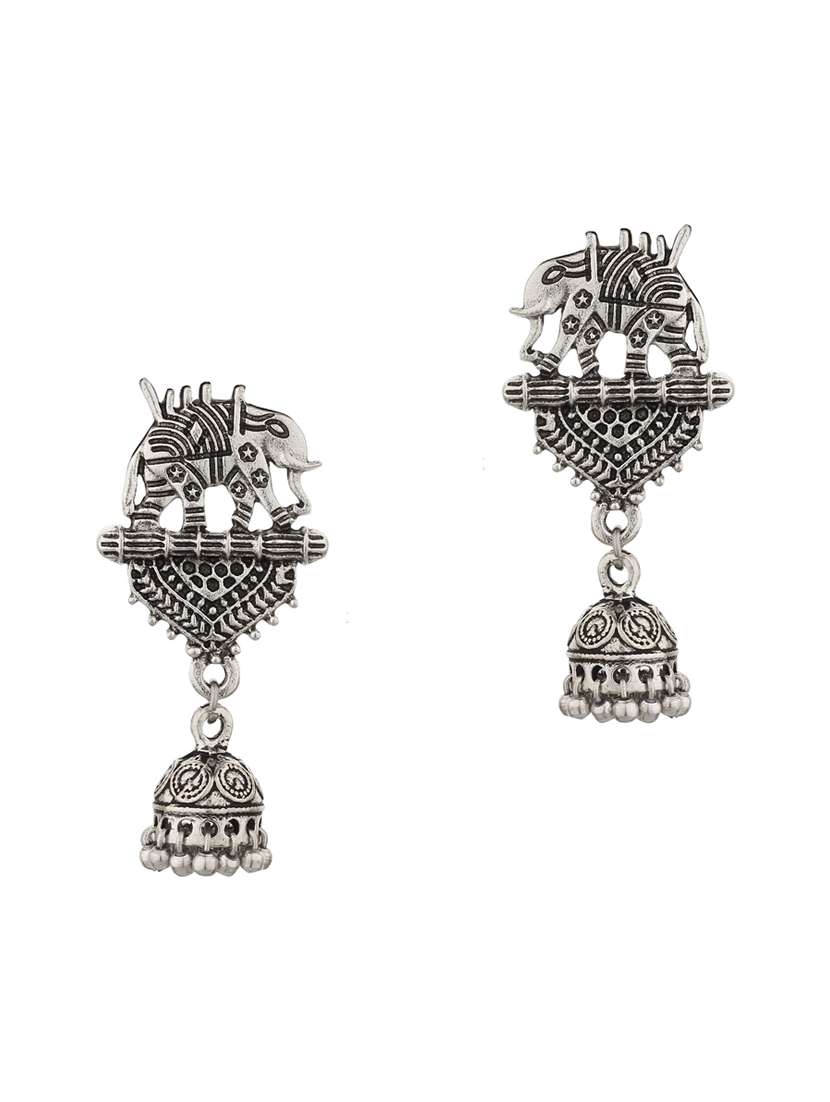 silver metal jhumka earring