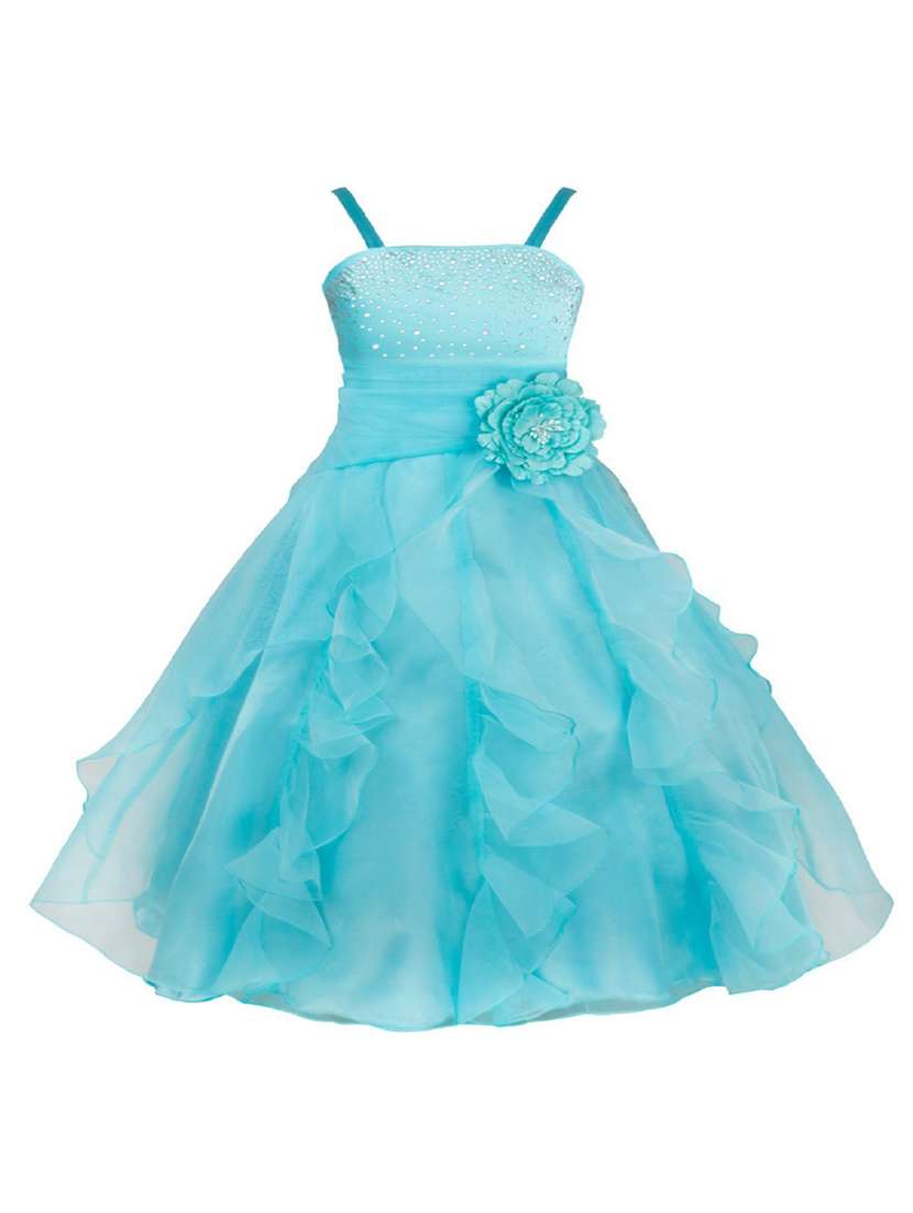 girls cami neck embellished flared party gown