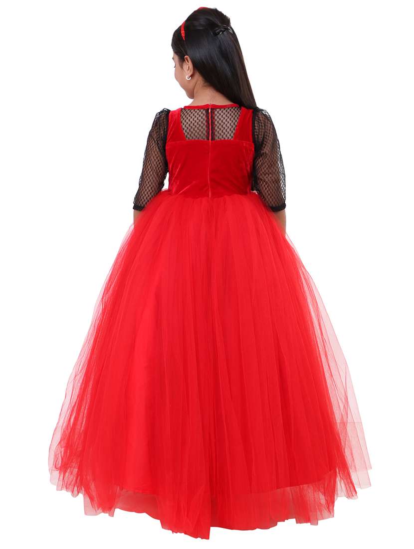 girls red embellished layered party gown - 18517131 -  Standard Image - 2