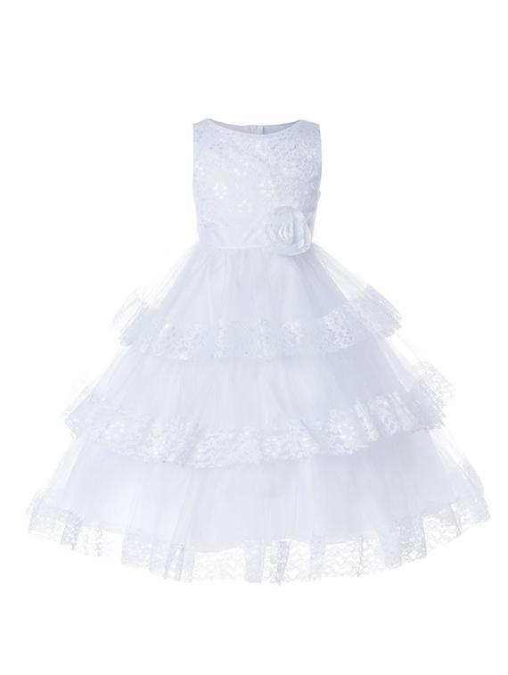 girls round neck embellished layered party gown - 18517152 - Zoom Image - 0