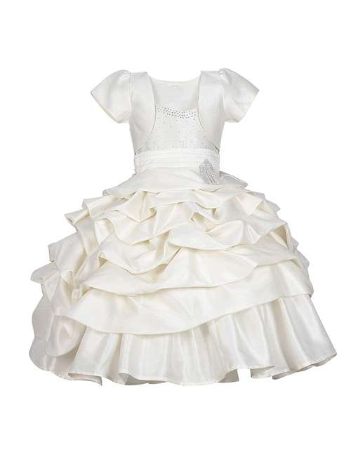 girls square neck puff sleeve frock - 18517153 - Standard Image - 0