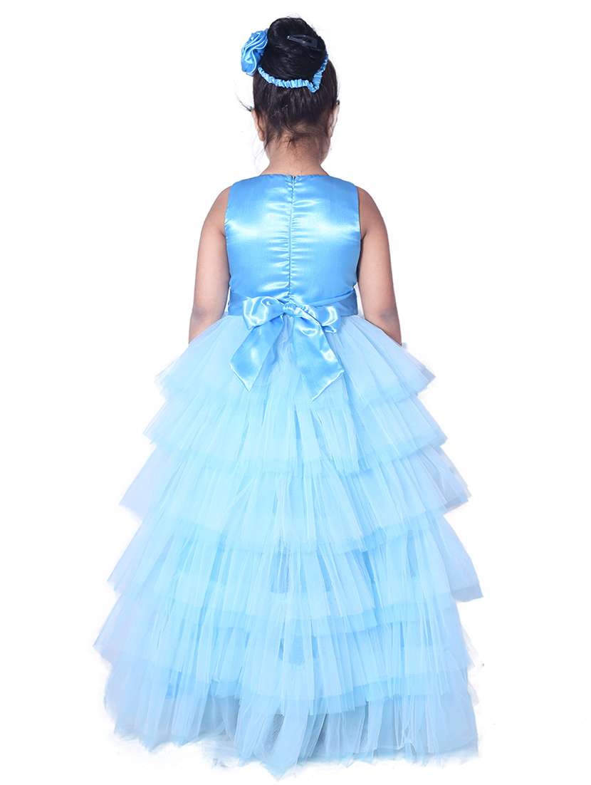 girls round neck embellished layered party gown - 18517224 -  Standard Image - 2