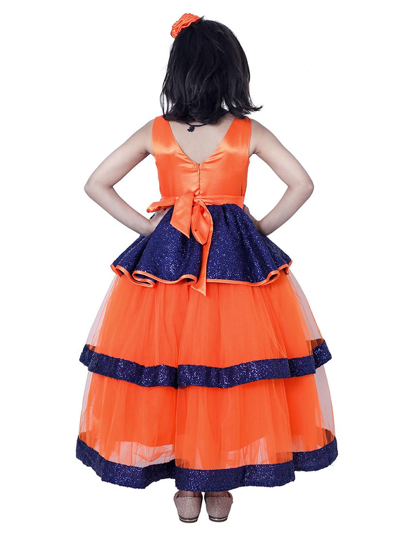 girls round neck embellished layered party gown - 18517327 - Standard Image - 2