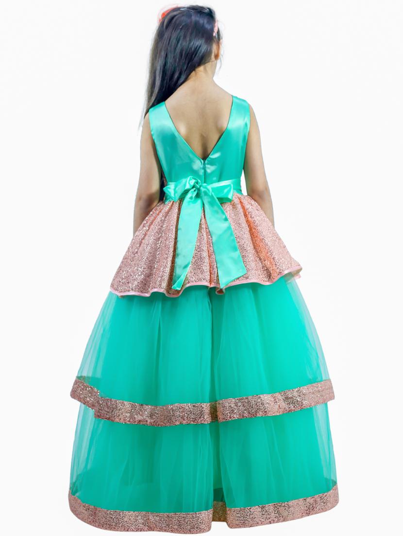 girls round neck embellished layered party gown - 18517329 - Standard Image - 2