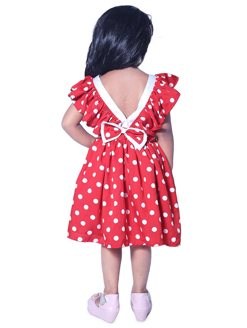 girls v neck short sleeves frock - 18517357 - Standard Image - 2