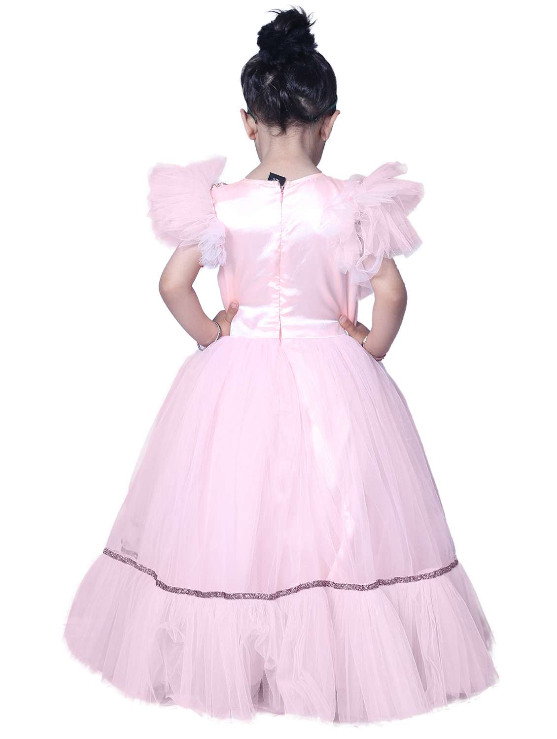 girls round neck embellished flared party gown - 18517363 -  Standard Image - 2