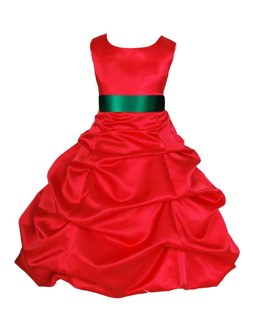 girls round neck solid layered party gown