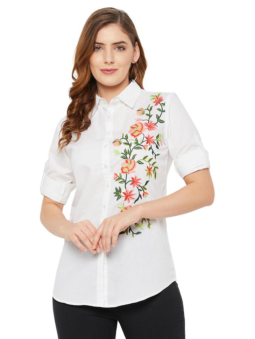 shirt collar embroidered regular shirt - 18517597 -  Zoom Image - 0