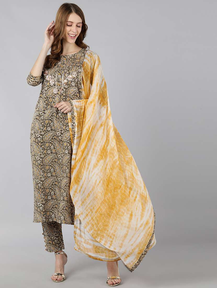 floral kurta pant with dupatta 