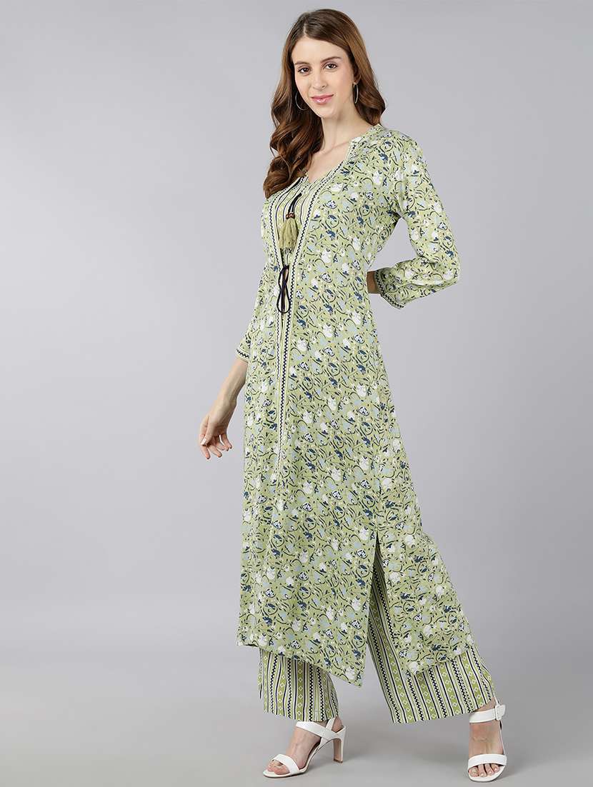 printed top pant with shrug 