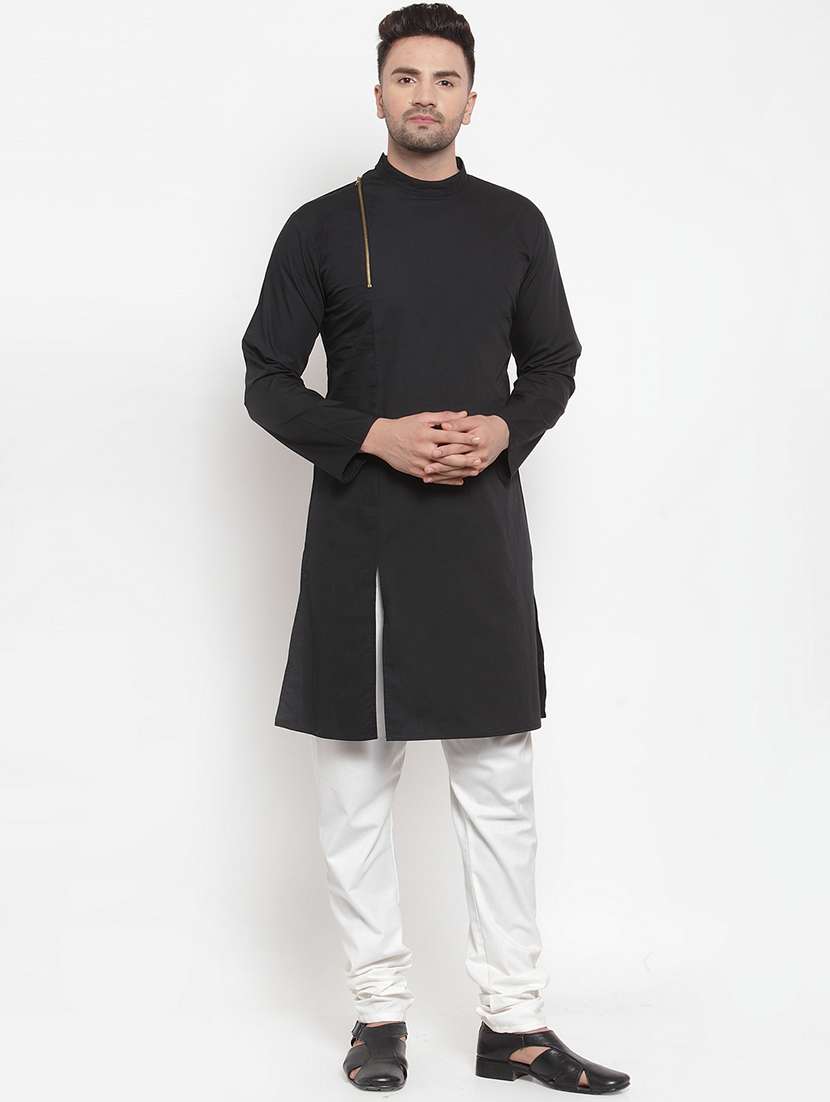 black solid long kurta
