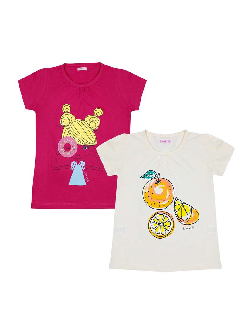 girls pack of 2 graphic print regular tee