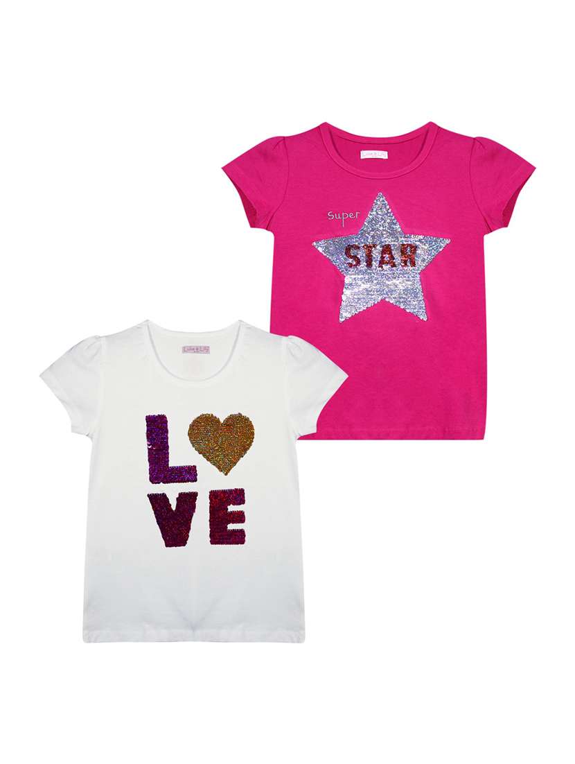girls pack of 2 embellished regular tee