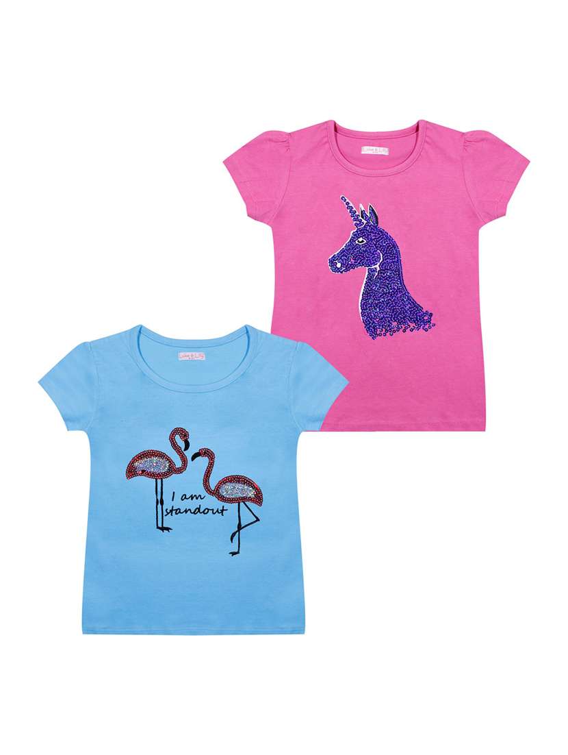 girls pack of 2 embellished regular tee