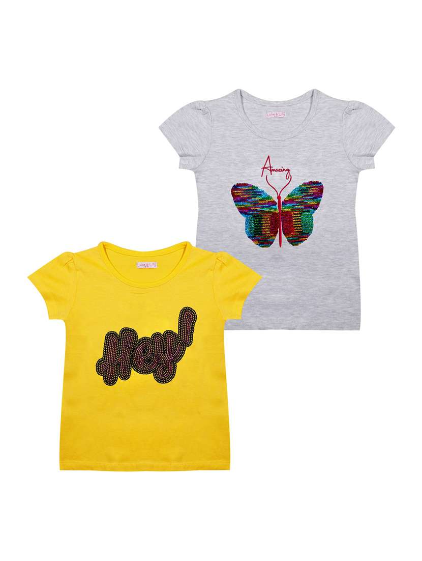girls pack of 2 embellished regular tee