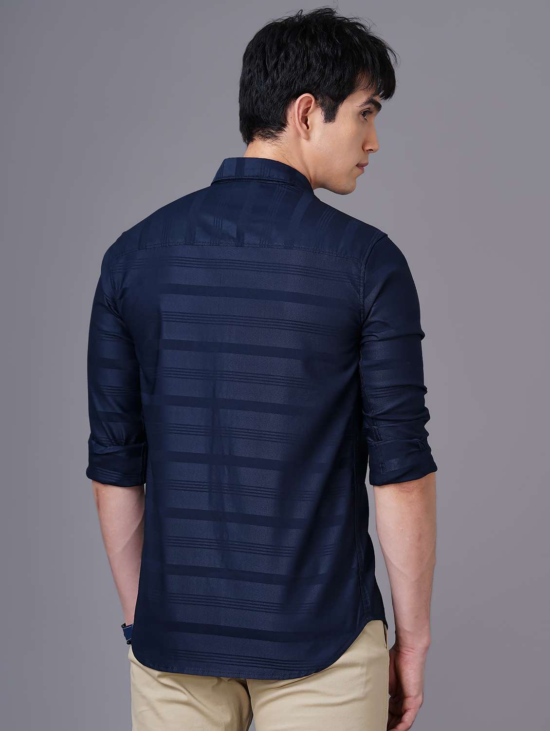 navy blue striped casual shirt - 18518105 -  Standard Image - 2