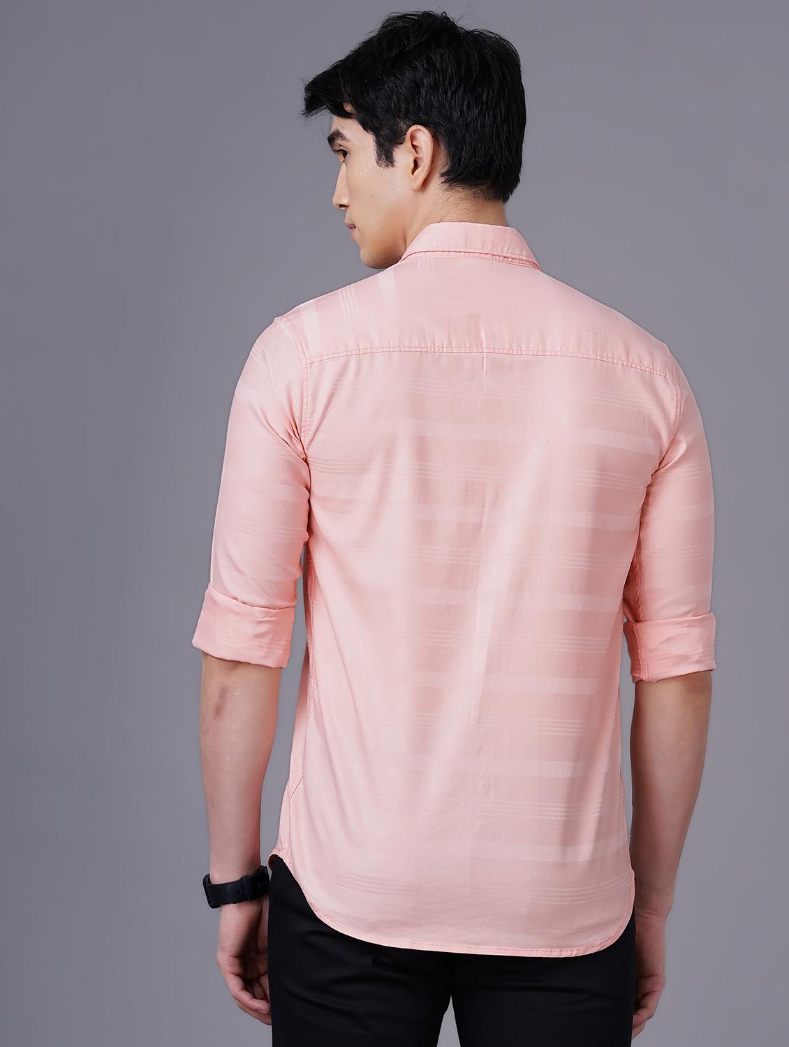pink striped casual shirt - 18518106 - Standard Image - 2