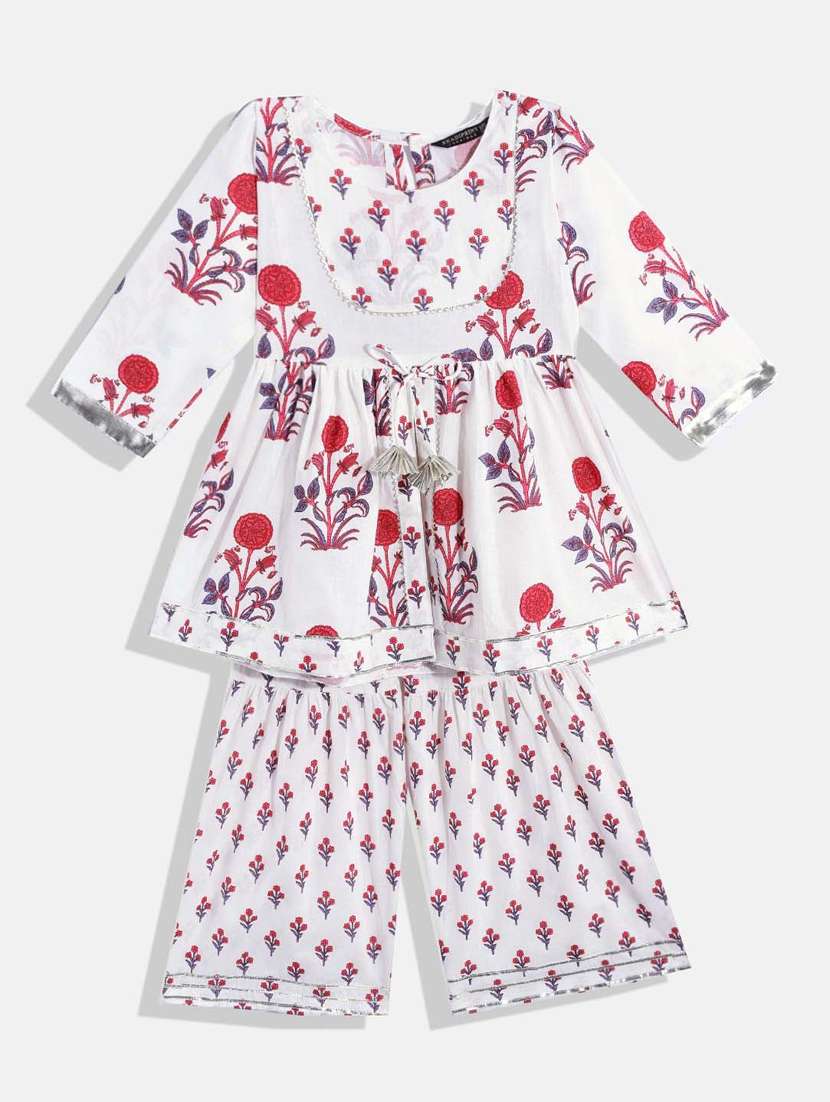 girls floral kurta sharara set 